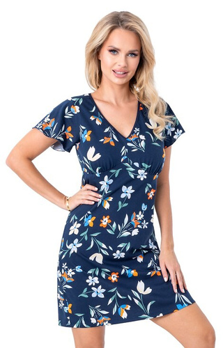 Donna Caroline - camisón de algodón para mujer con estampado floral y escote en V
