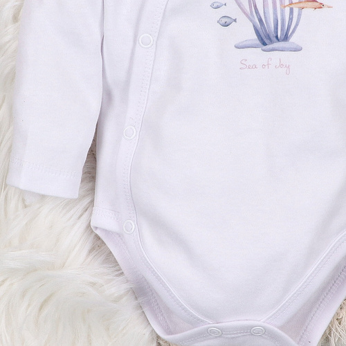 ABN-5472 Mono envolvente de manga larga Underwater World Nini blanco - algodón orgánico, para bebés