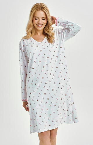 3433 Elodie Camisón de mujer Taro blanco - algodón con flores