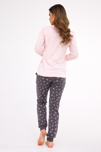 163/461 Snow Pijama de mujer Cornette de algodón rosa, manga larga | Comodidad y estilo invernal