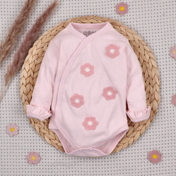 Body cruzado NINI Little Flowers 100% algodón orgánico, rosa claro ABN-5754/JRO