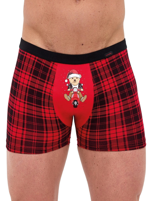 Cornette Gift 914/08 conjunto masculino navideño bóxers y calcetines rojo-negro