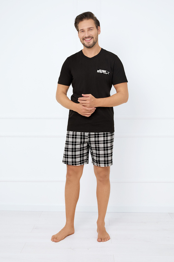 Klark Pijama de manga corta para hombre, pantalón corto Moda Italiana - negro/estampado