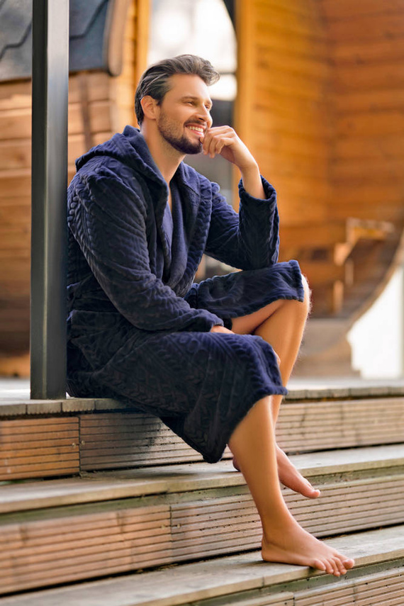 Zygmunt Albornoz para hombre con capucha Moda Italiana - azul marino