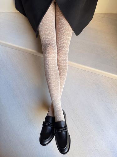 Veneziana Ornamento 40 DEN medias de mujer geométricas de microfibra panna