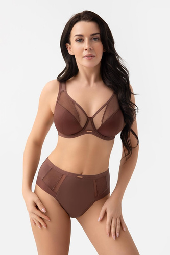 Braguitas de mujer Gorsenia K442/1 Luisse color chocolate, talle alto, encaje