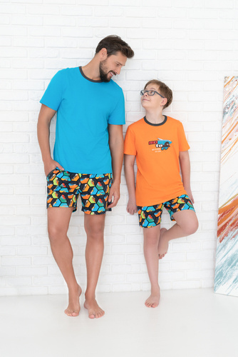 Comics Pijama de manga corta para niño, pantalón Italian Fashion - naranja/estampado