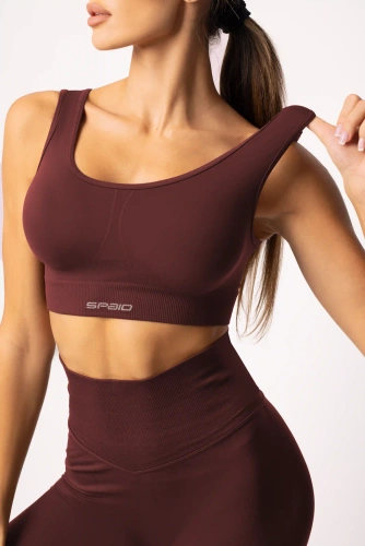 Sujetador deportivo SPAIO Flex 2.0 sin costuras burdeos - sujeción estable y comodidad