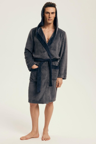 Henderson albornoz para hombre 43377 Natch gris - capucha, punto cálido, comodidad y elegancia