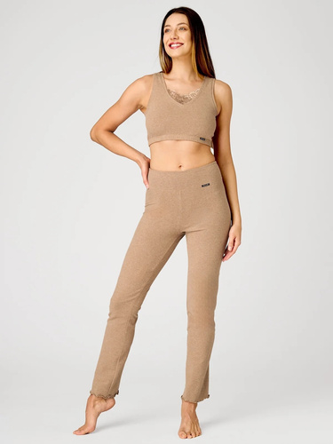 KEY Hot Touch LHE 729 5 beige pantalones cálidos de mujer 95% algodón pierna recta