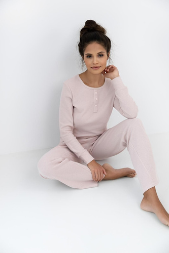 Sensis pijama de mujer Arlette rosa sucio - algodón, manga larga | Elegante y cómodo por la noche