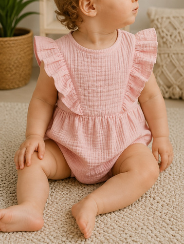 Pelele de muselina para bebé Mamatti RA50206 rosa claro