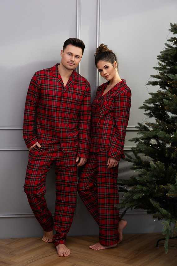 Philip Sensis pijama de hombre - franela a cuadros, cremallera