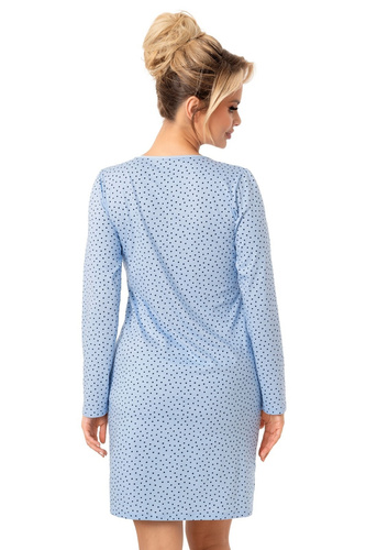 Camisón Donna Star azul - algodón, manga larga, empaquetado en una bolsa de plástico