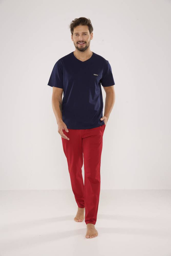 624 Kevin Forex Pijama de hombre - azul marino-bordeos