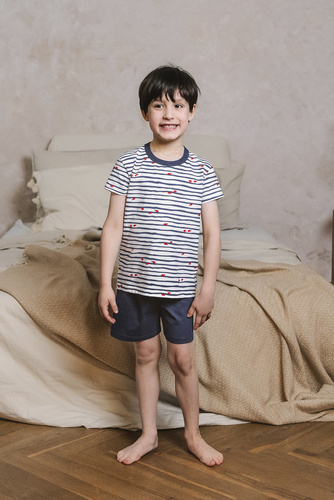 Korfu Pijama niño manga corta, pantalón Moda Italiana - estampado/verde