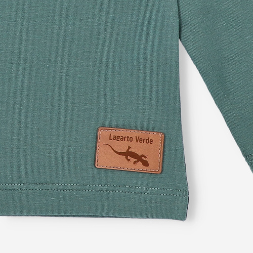 KAR-1020 Blusa manga larga niño Lagarto Verde - algodón con elastano, producción polaca