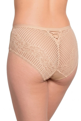 Gabidar 210 Braguitas de mujer beige de algodón con encaje y lazo decorativo
