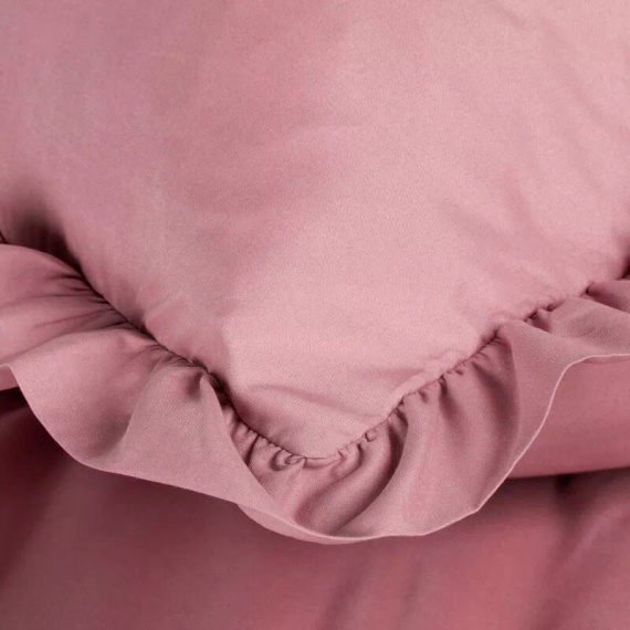 Ropa de cama de microfibra Eurofirany MI con volante, suave, con cremallera, rosa