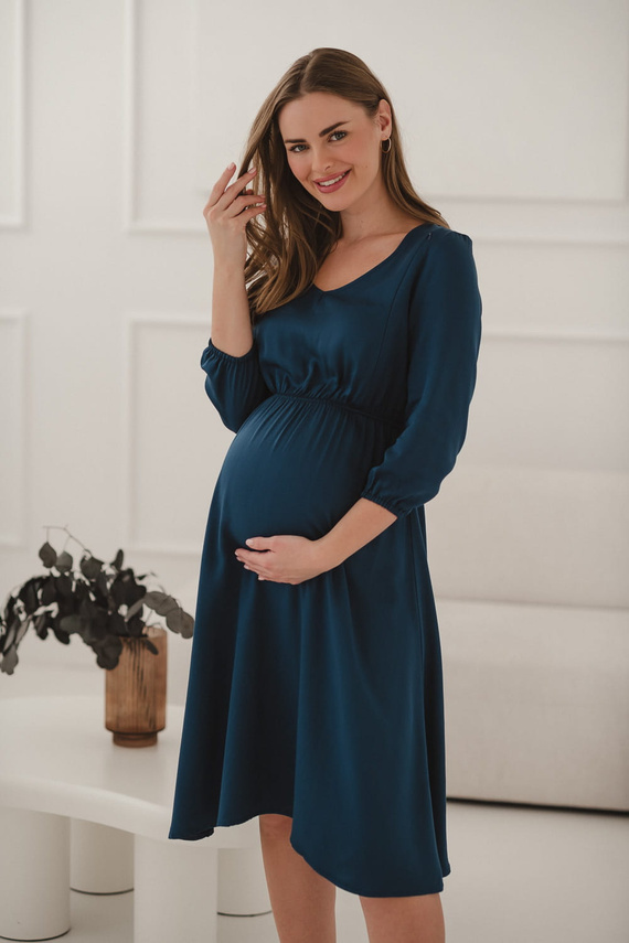 Vestido Lovely Vestido midi de maternidad y lactancia Milk&Love- azul marino, 100% viscosa, manga 3/4 | Style & Comfort