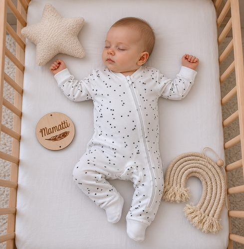 Mamatti Pijama para bebé PS16241 blanco con cremallera de algodón