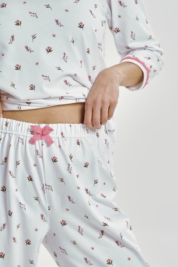 Elodie 3432 Taro pijama mujer blanco algodón manga 3/4 cómodo