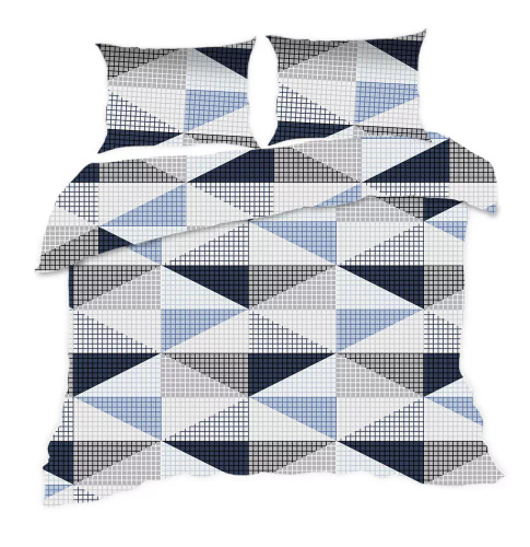 1914N Ropa de cama de algodón Classic E24 Karo geometry azul - 100% algodón, duradero, colorido, juego de 2 piezas