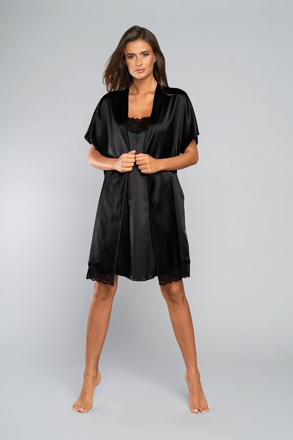 Touch Albornoz de manga corta Moda Italiana - negro