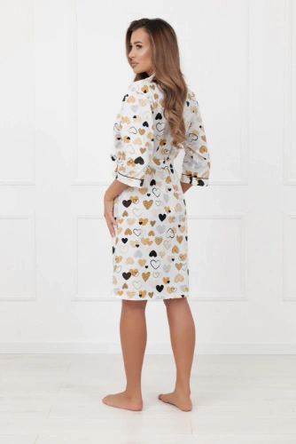 Bata de señora Soreno Italian Fashion - algodón, manga 3/4, atada