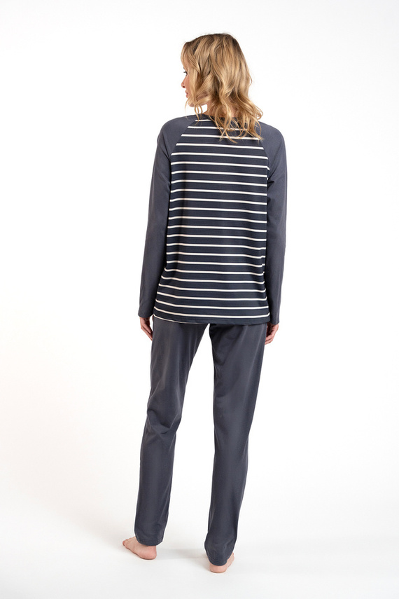 Oda Pijama señora manga larga, pantalón largo Moda Italiana - estampado grafito/grafito