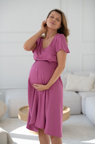 Vestido premamá y lactancia Lovely Dress Midi 100% viscosa rose Milk&Love