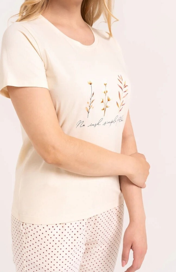 Pijama de mujer Moraj PDD4300-022 ecru de algodón con pantalones largos