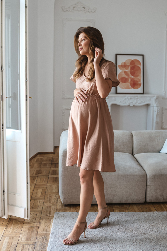 Milk & Love Lovely Dress vestido premamá y de lactancia de viscosa beige
