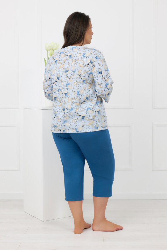 Pijamas de las señoras Celozja Moda italiana 100% algodón 3/4 manga 3/4 pantalones