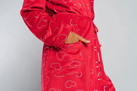 Elixir Albornoz de señora con bolsillos Moda Italiana - rojo/estampado