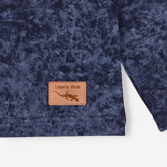 KAR-1021 Blusa de manga larga para niño Lagarto Verde azul marino - algodón con elastano, producción polaca