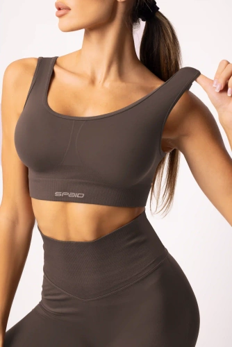 SPAIO Flex 2.0 sujetador deportivo de chocolate sin costuras - soporte estable y comodidad
