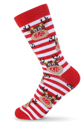 SKCH01 Be Snazzy calcetines de Navidad rojo y blanco 4-algodón, estampado, costuras planas