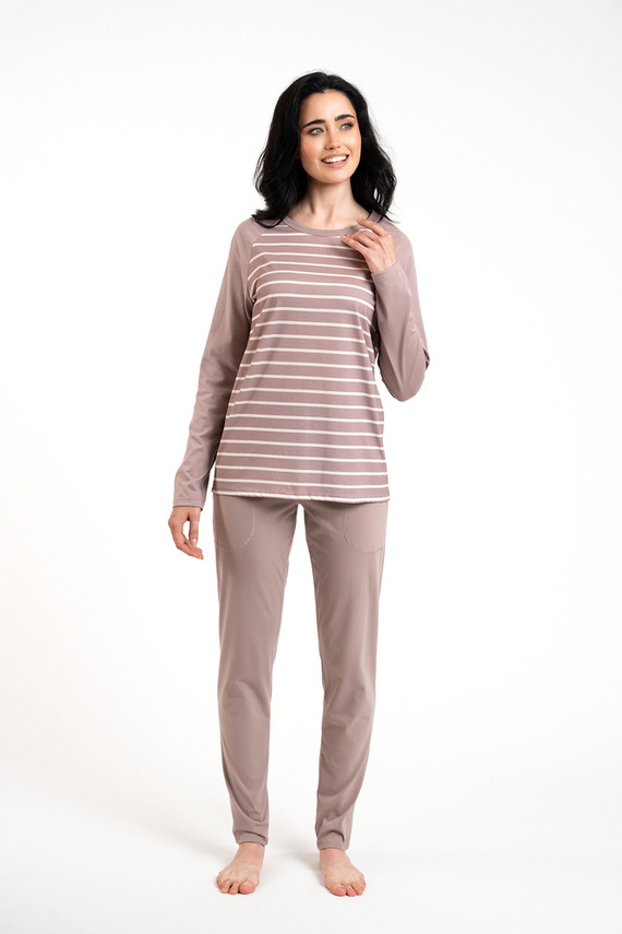 Oda Pijama de manga larga para mujer, pantalón largo Moda Italiana - estampado capuchino/cappuccino