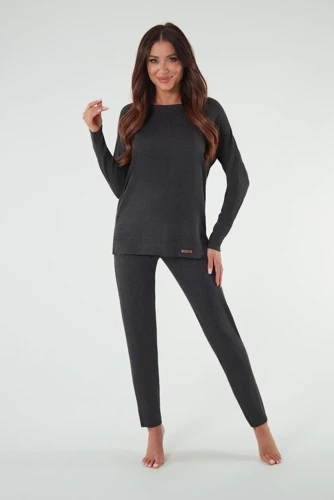 Akord Conjunto señora manga larga, pantalón largo Moda Italiana - melange oscuro