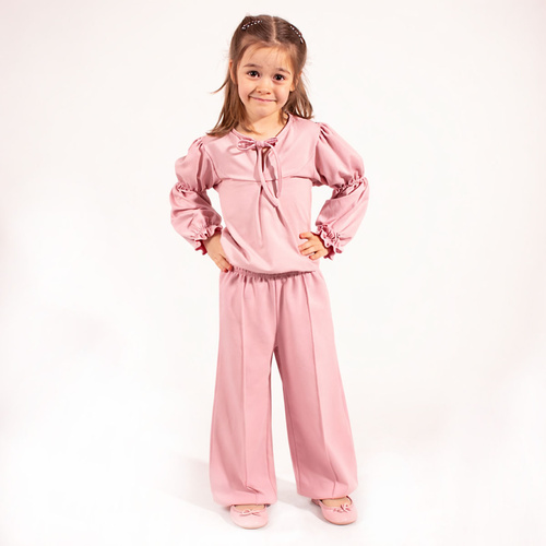 Blusa niña Nicol 220140 rosa algodón elegante con lazo