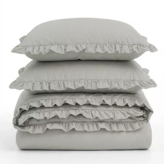 Ropa de cama de algodón con volante Eurofirany 100% algodón con cremallera beige