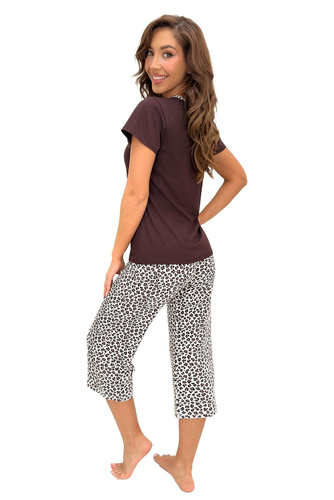 Donna Zoya pijama mujer 3/4 – viscosa y algodón, escote V