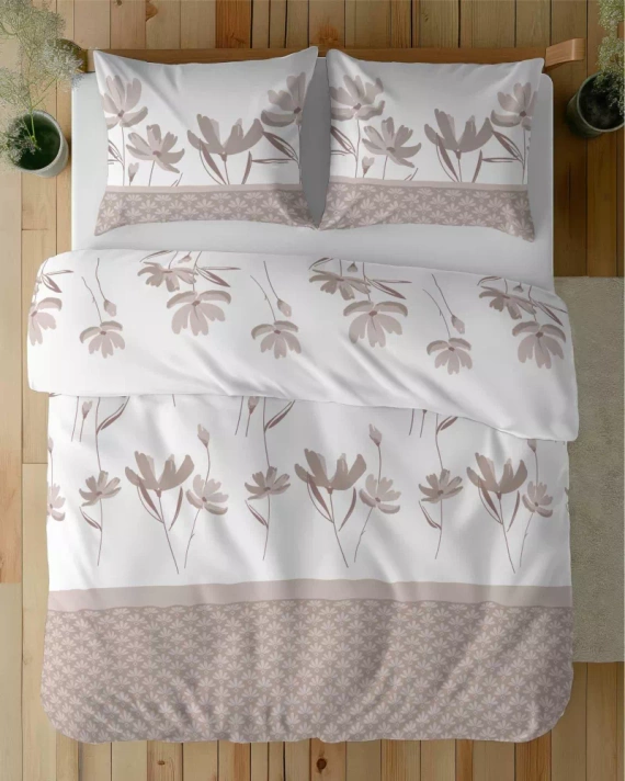 5489 B Detexpol Satin Stories Ropa de cama beige| 100% algodón, tejido de raso, cremallera, envoltorio de regalo