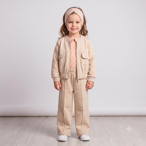 221274 Kiku Nicol sudadera beige para niña corte corto