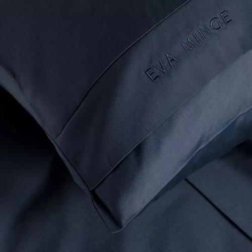 1F Elegante ropa de cama de satén Eva Minge Eurofirany azul marino | macrosatin 100% algodón