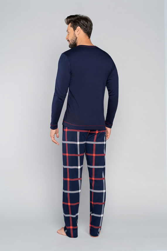 Horton Pijama de manga larga para hombre, pantalón largo Moda Italiana - azul marino/estampado