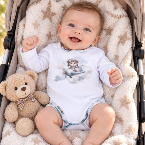 NINI ABN-5745/BIA body para bebé 100% bambú Baby Bear Pilot con broches