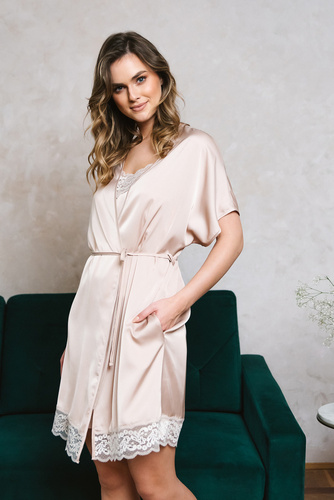 Toque Albornoz manga corta Moda Italiana - beige