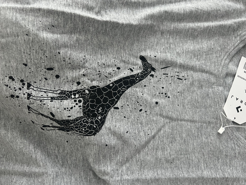 BD1700-008 Moraj blusa de manga corta para mujer - gris, jirafa